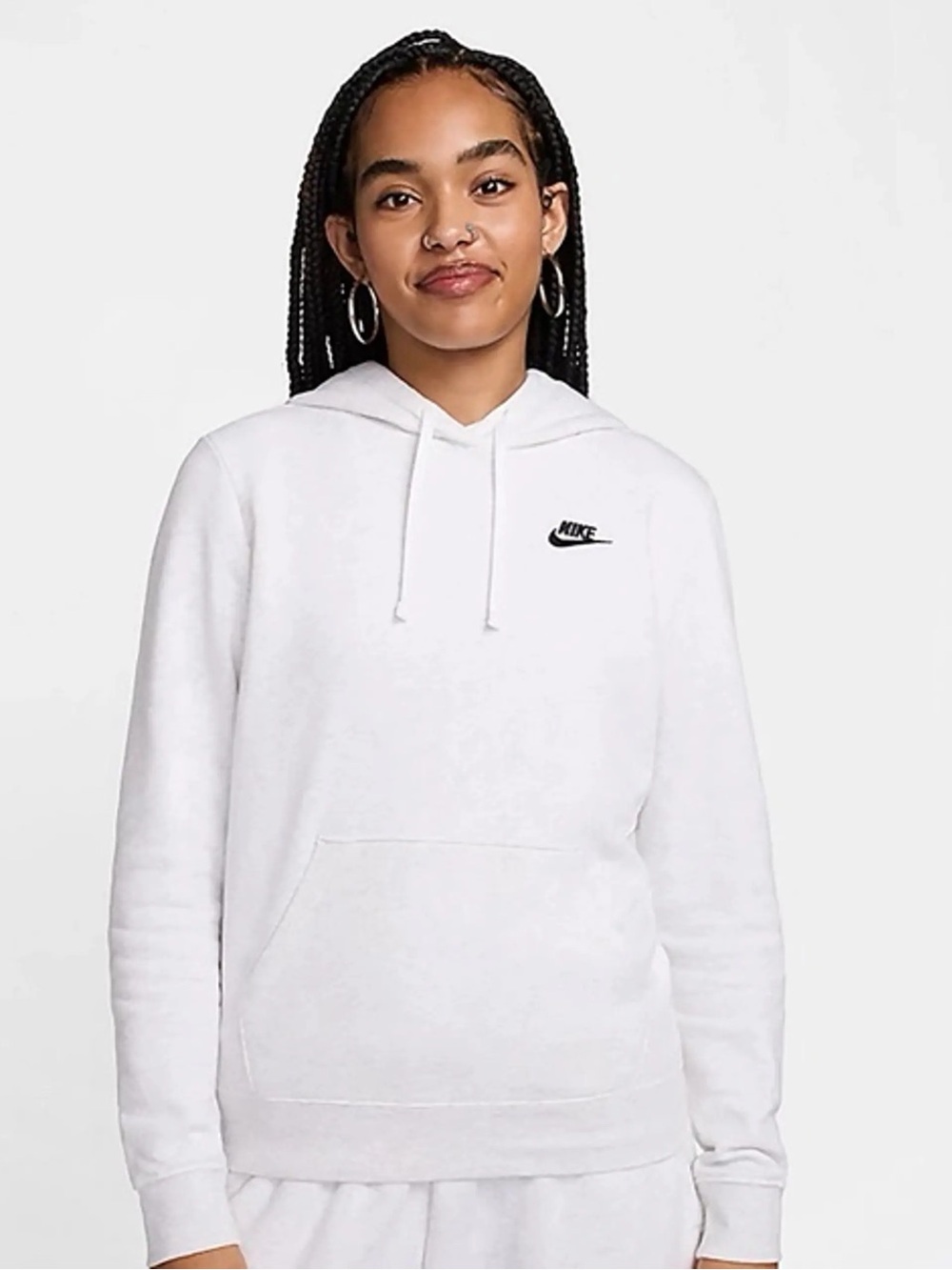 Nike Sportswear Club Fleece Pullover Hoodie White Size Large